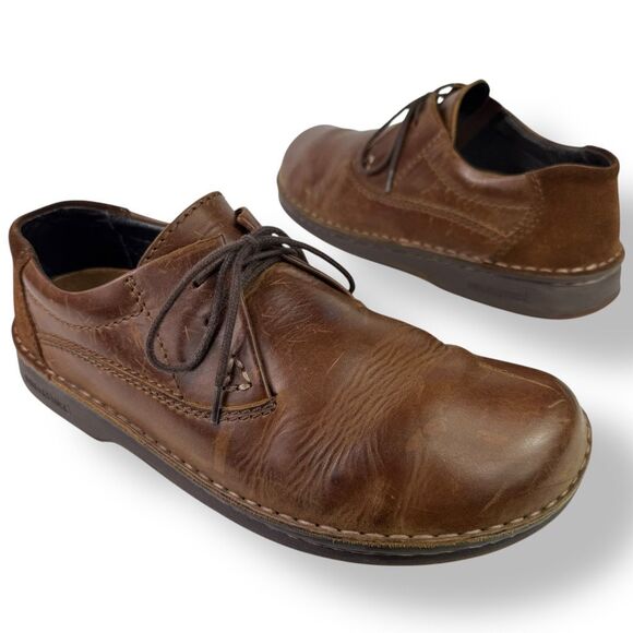 Birkenstock Footprints Memphis Oxford Brown Leather Suede Lace Up Casual 41 / 8 - Picture 3 of 13